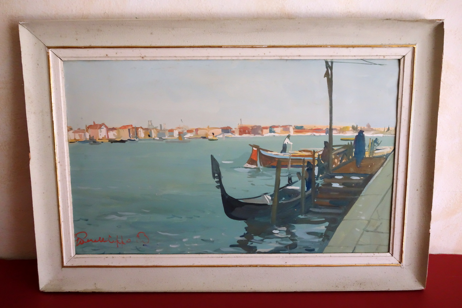 Giancarlo Perelli Cippo Quadro Tempera Veduta Veneziana Venezia Firmato