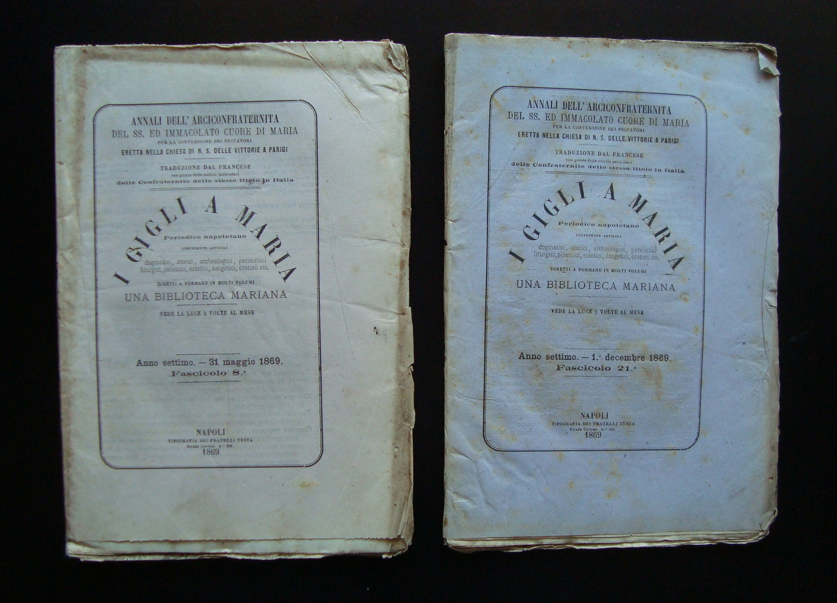 Gigli a Maria Napoli due riviste 1869 Arciconfraternita Santuario Santa …