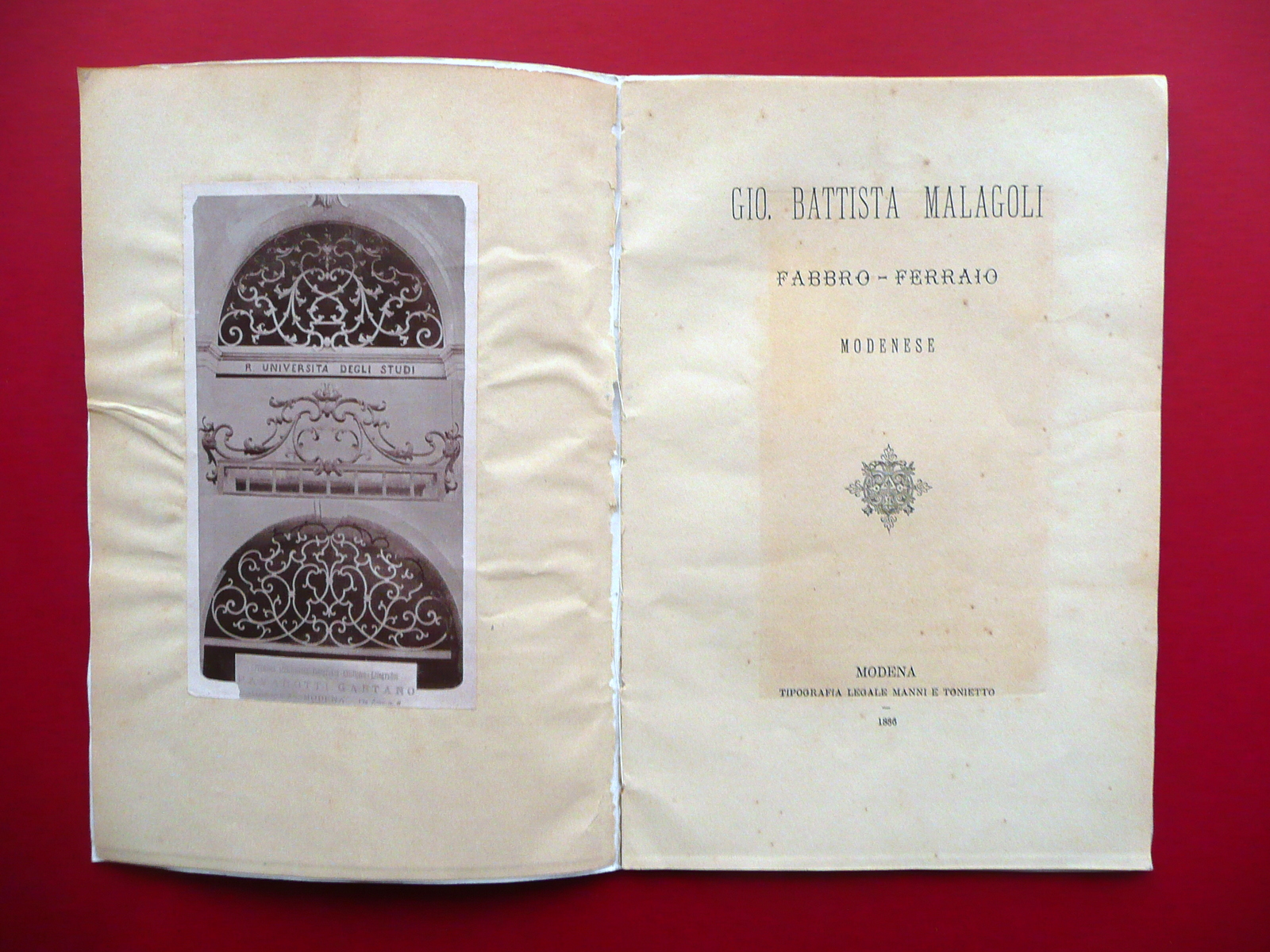 Gio. Battista Malagoli Fabbro Ferraio Modenese Manni e Tonietto Modena …
