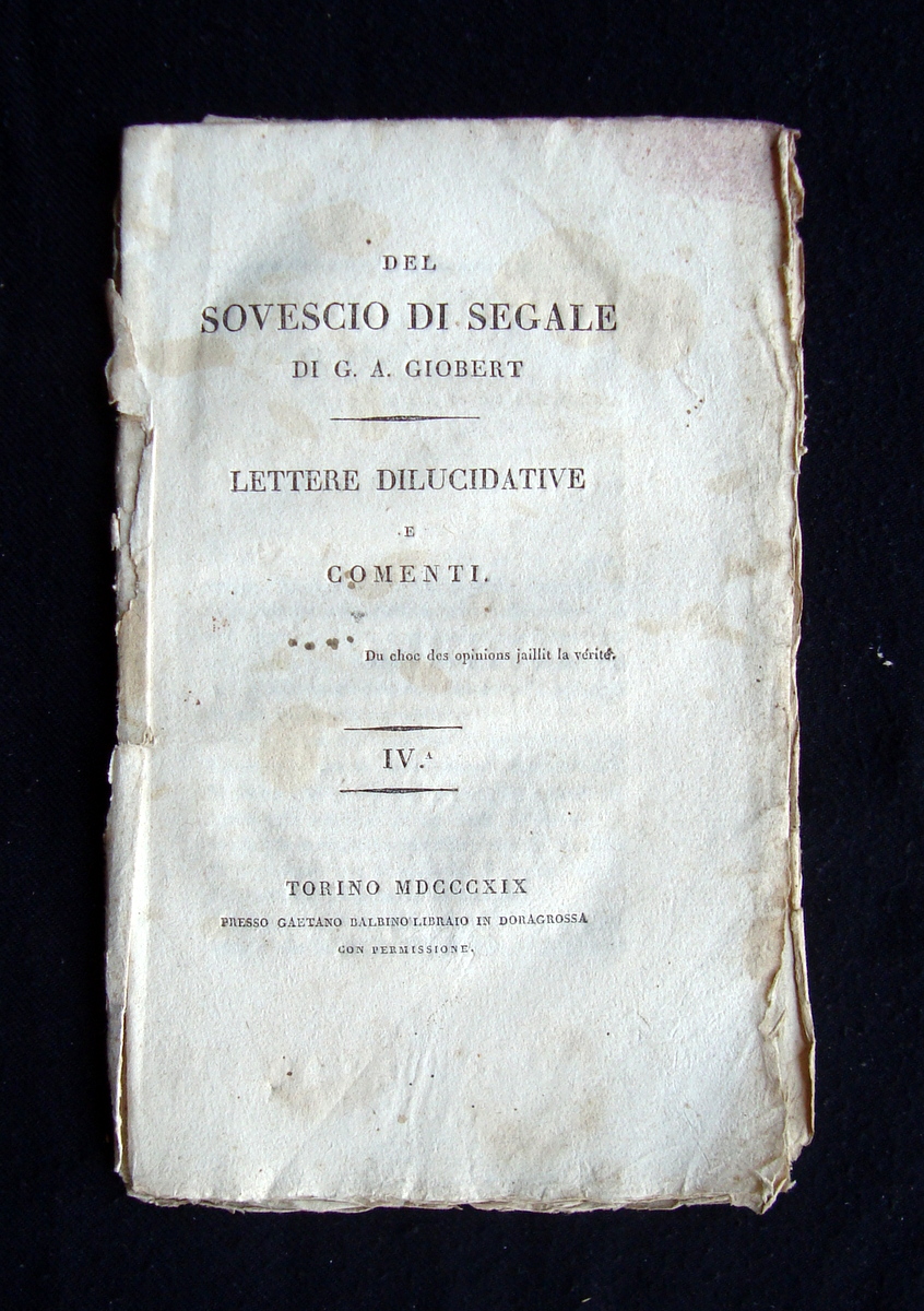 Giobert G.A. Del Sovescio di Segale lettere delucidative e commenti …