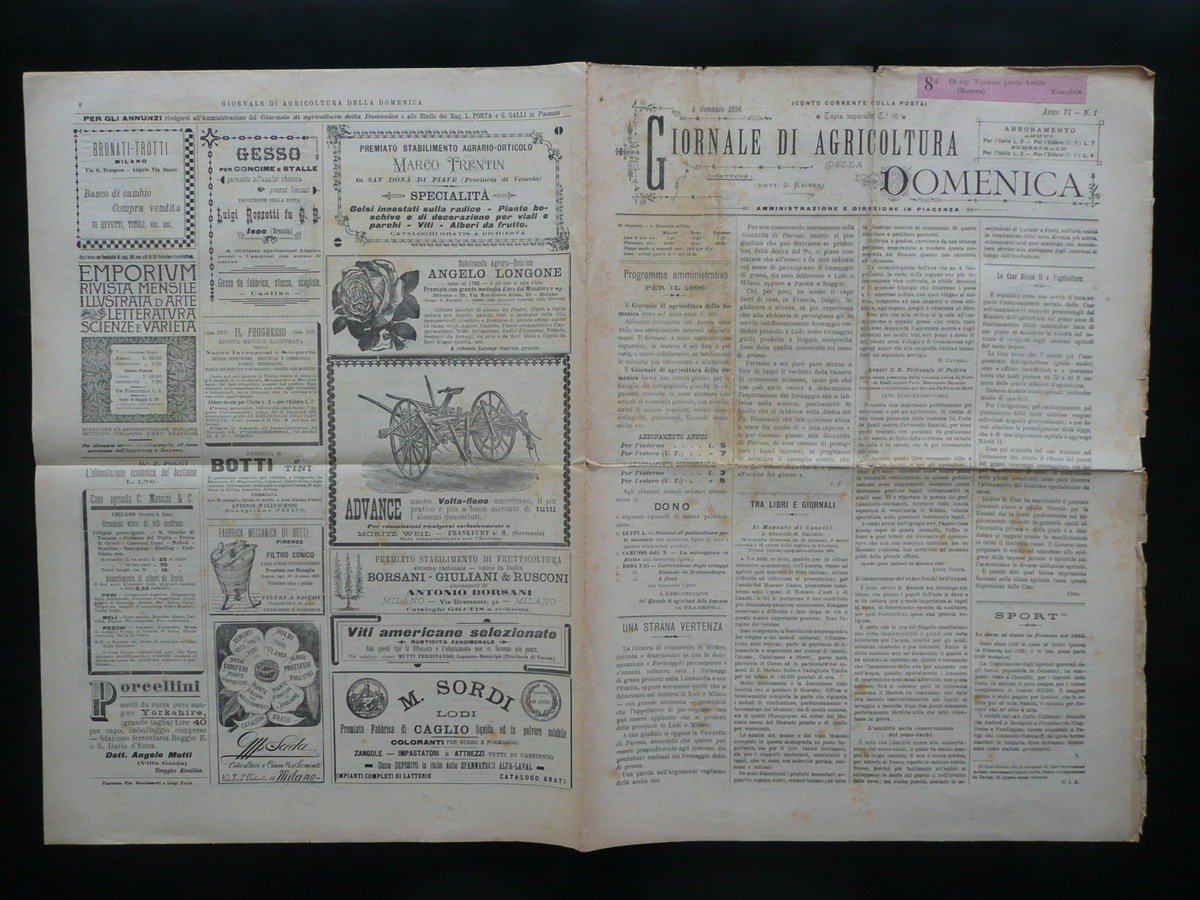 Giornale di Agricoltura della Domenica 1896 L'Astacicultura Levi-Morens Gamberi