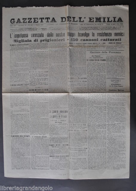 Giornali Gazzetta Emilia Prima Guerra Avanzata Vittorio Veneto Grappa 1918