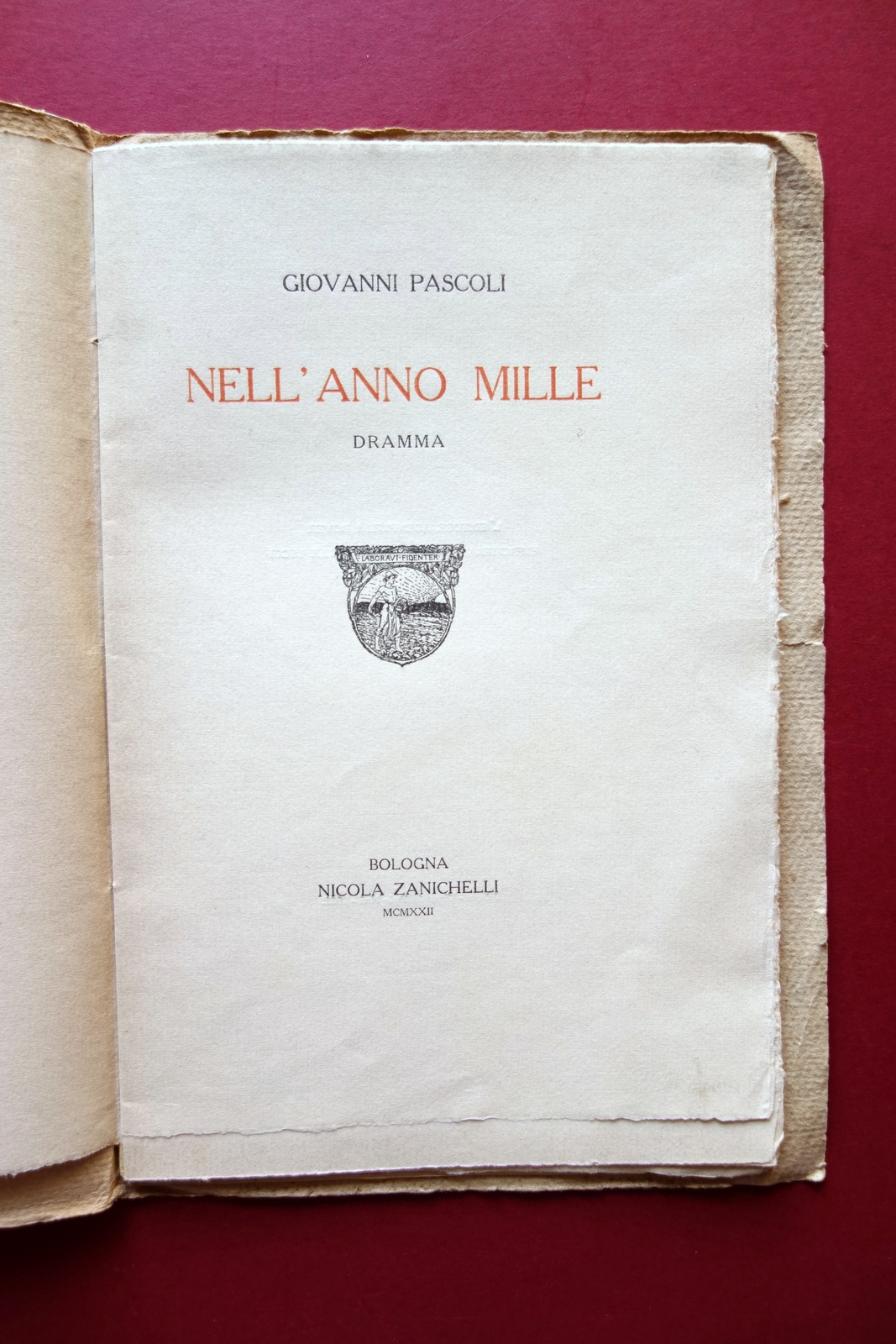 Giovanni Pascoli Nell'Anno Mille Zanichelli 1922 Rara 1∞Edizione Nozze