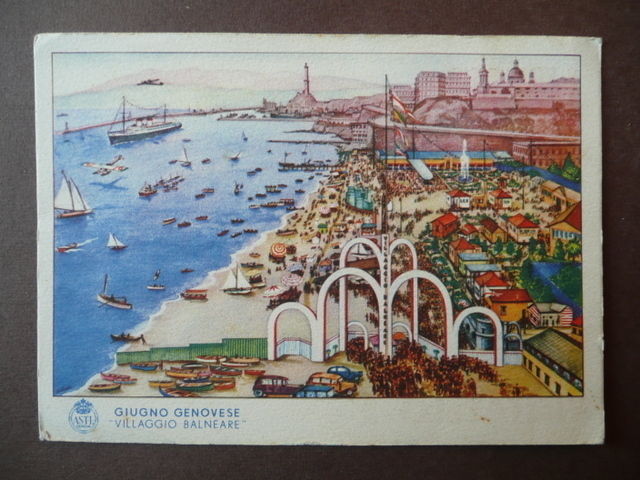 Giugno Genovese Villaggio Balneare Pubblicit‡ Cartoline Genova Liguria Mare
