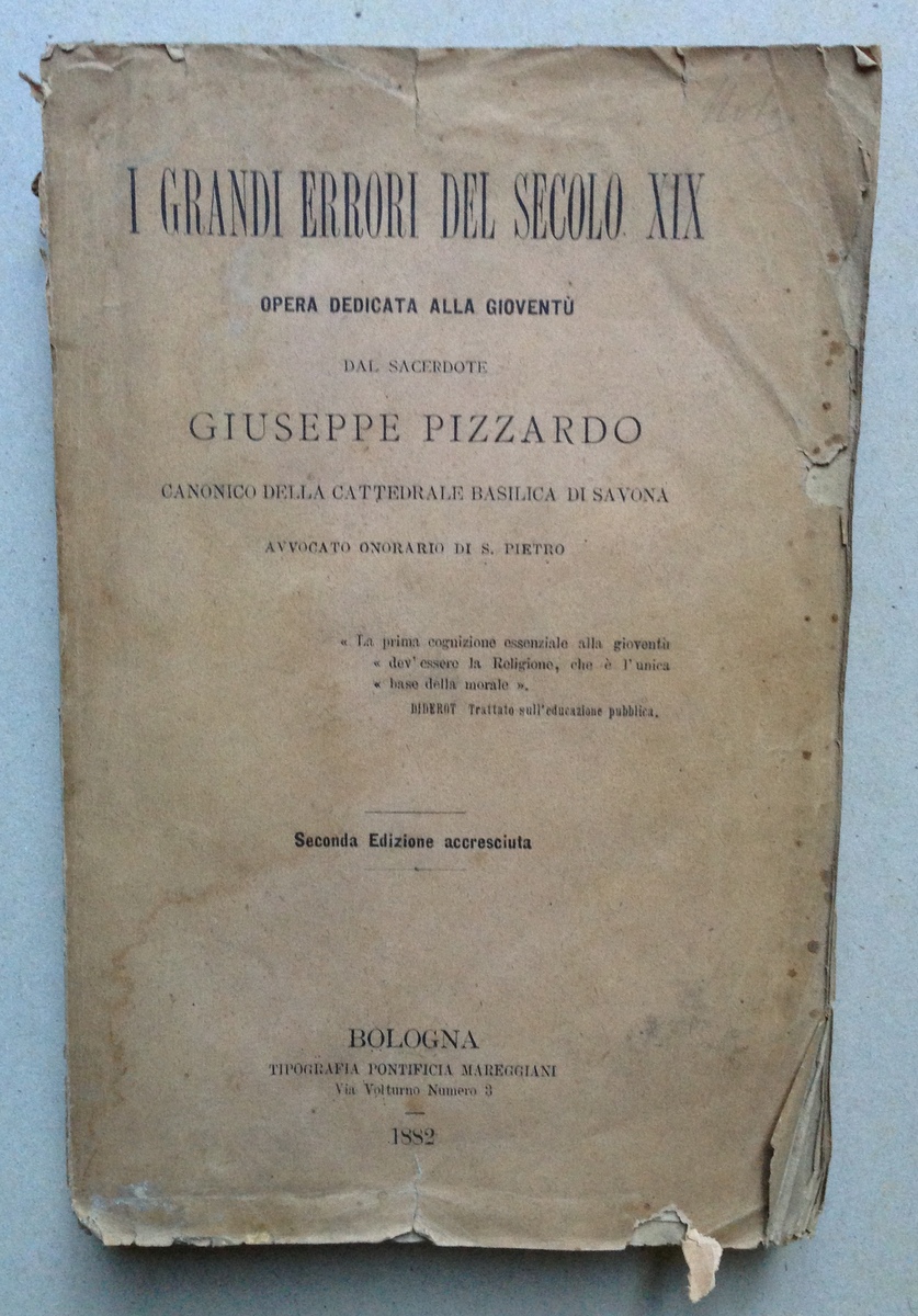 Giuseppe Pizzardo I Grandi Errori del Secolo XIX Opera Dedicata …