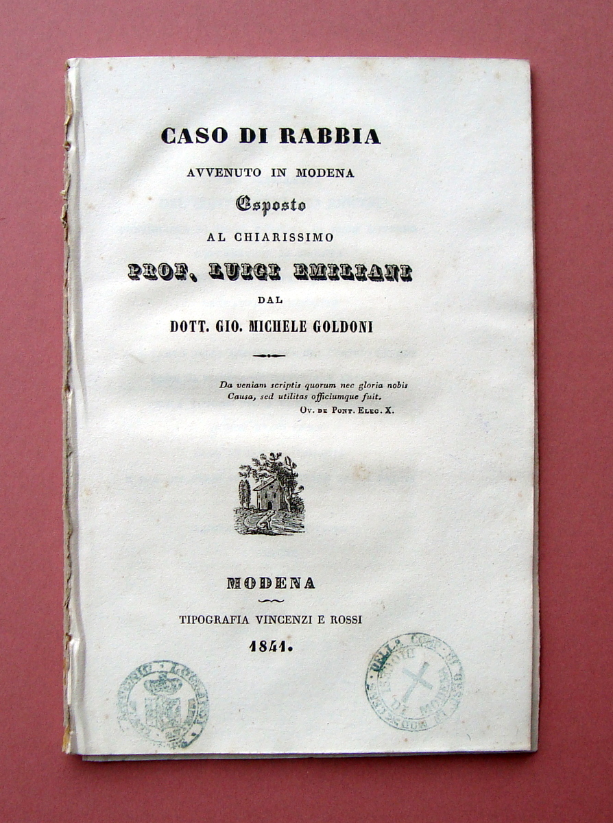 Goldoni Michele Caso di Rabbia avvenuto in Modena 1841 Tip. …