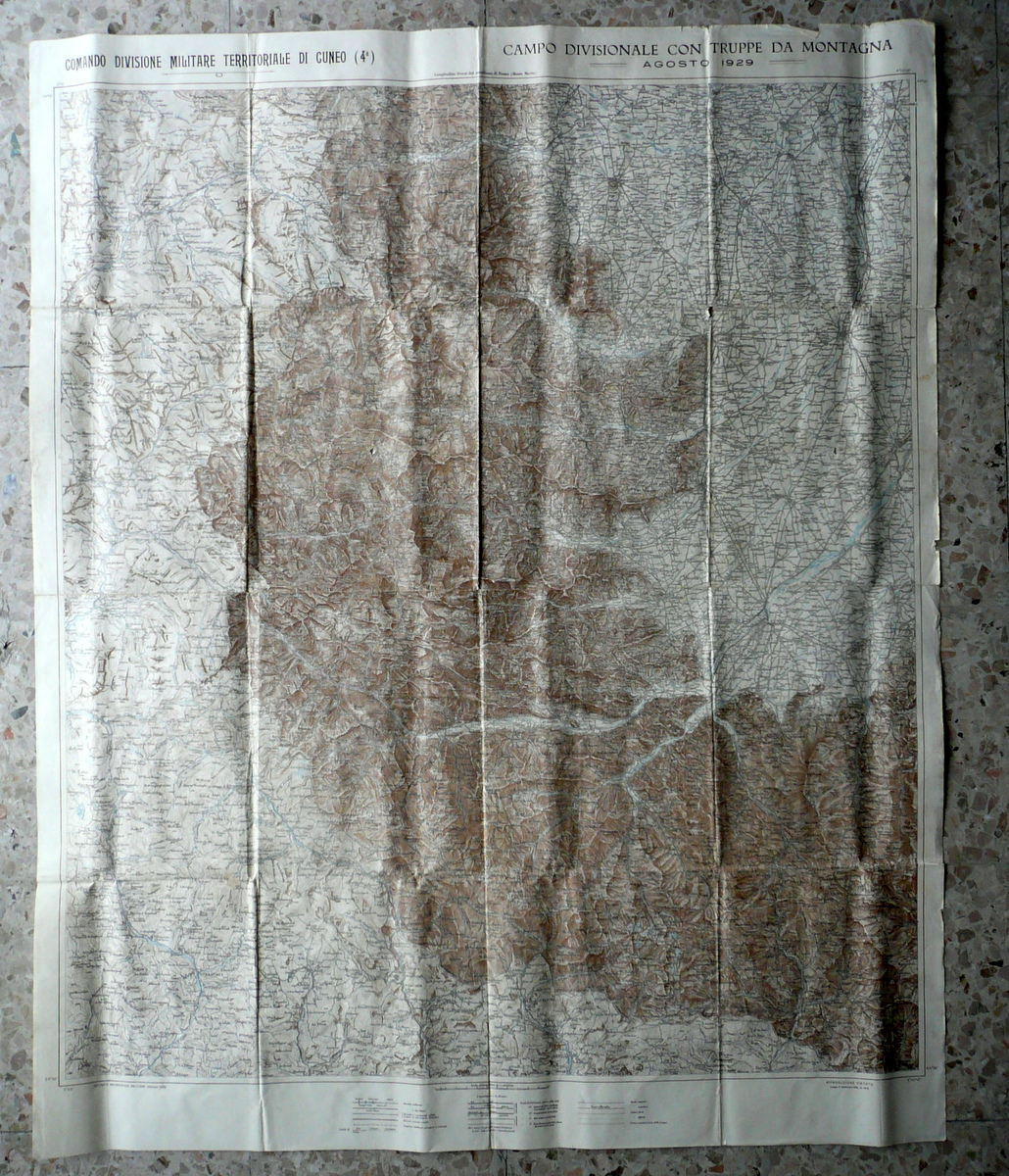 Grande Carta Comando Divisione Militare Cuneo Truppe da Montagna Agosto …