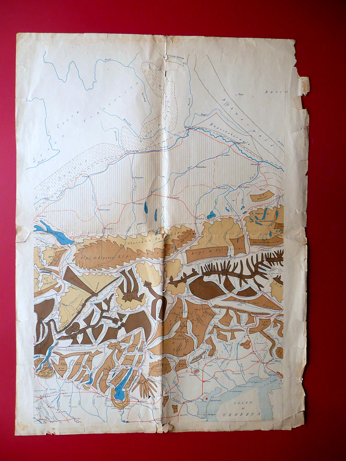 Grande Carta Geologica Alpi Centro Orientali Montagna Primo Novecento