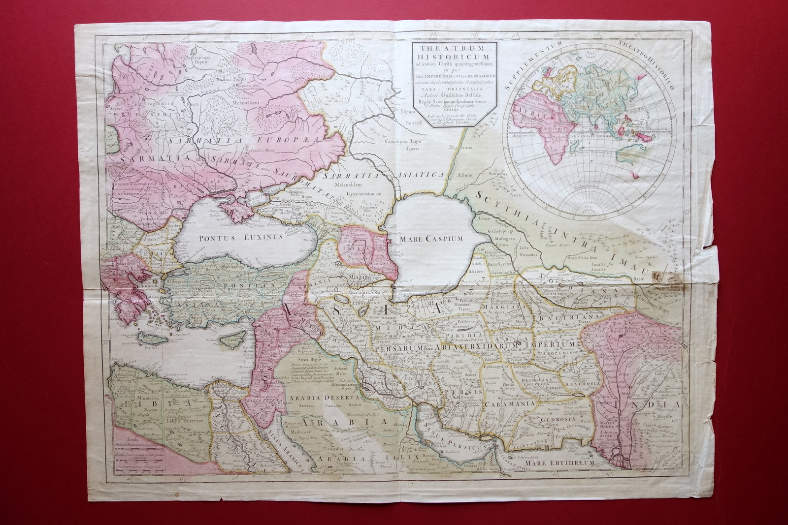 Grande Carta Theatrum Historicum Impero Romano d'Oriente Delisle London '700