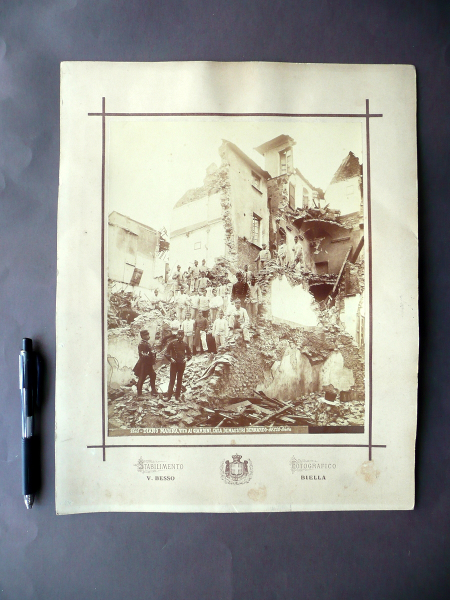 Grande Fotografia Diano Marina Terremoto 1887 Casa Demaestri Bernardo Biella