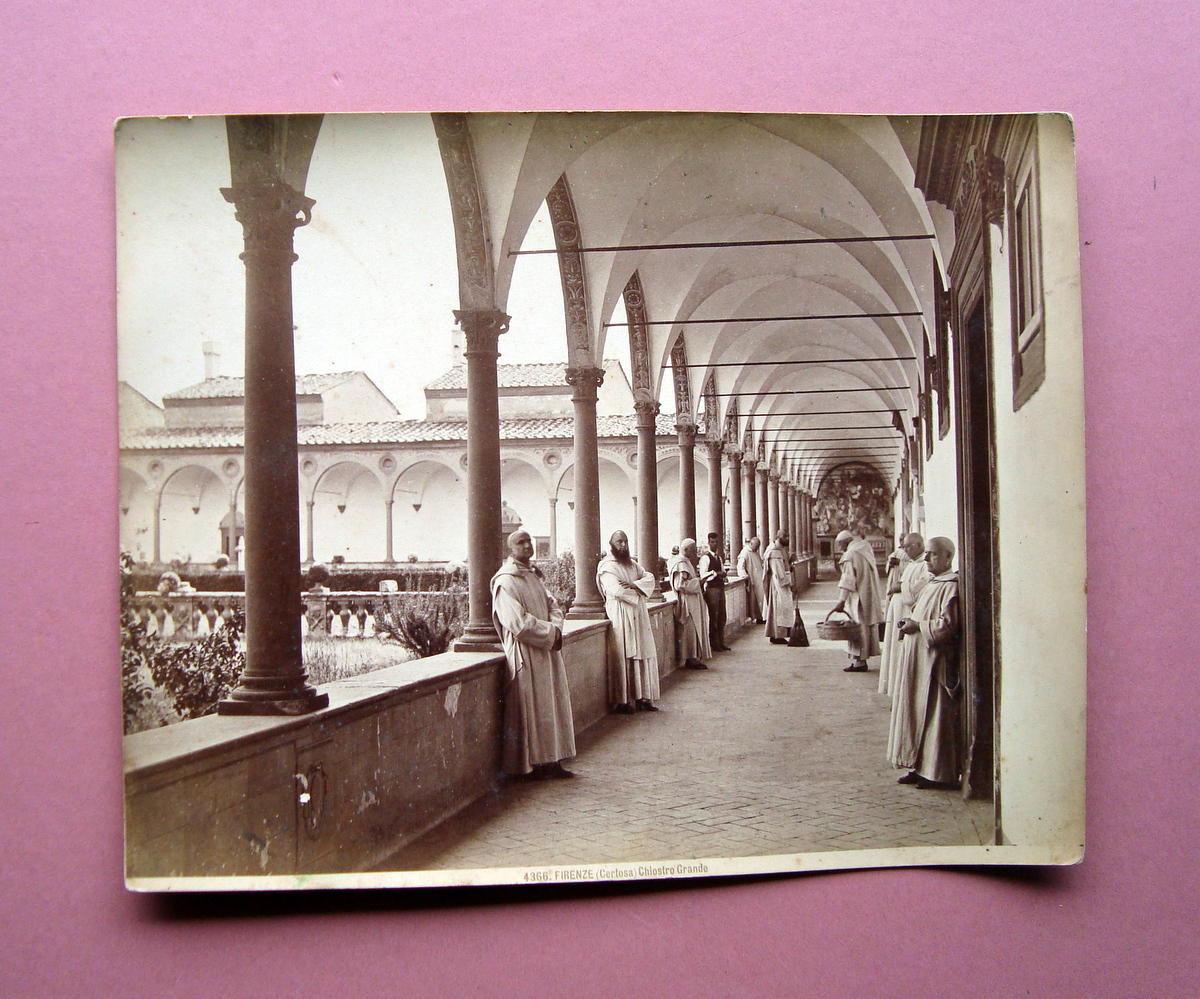 Grande Fotografia Firenze Certosa Chiostro Grande Monaci 1880 ca