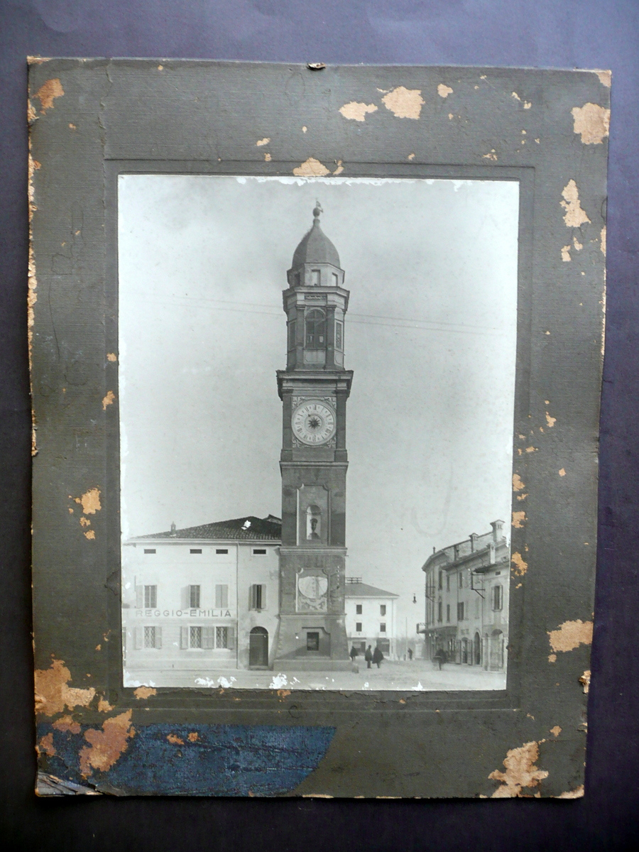 Grande Fotografia Originale Reggio Emilia Torre dell'Orologio Primo '900