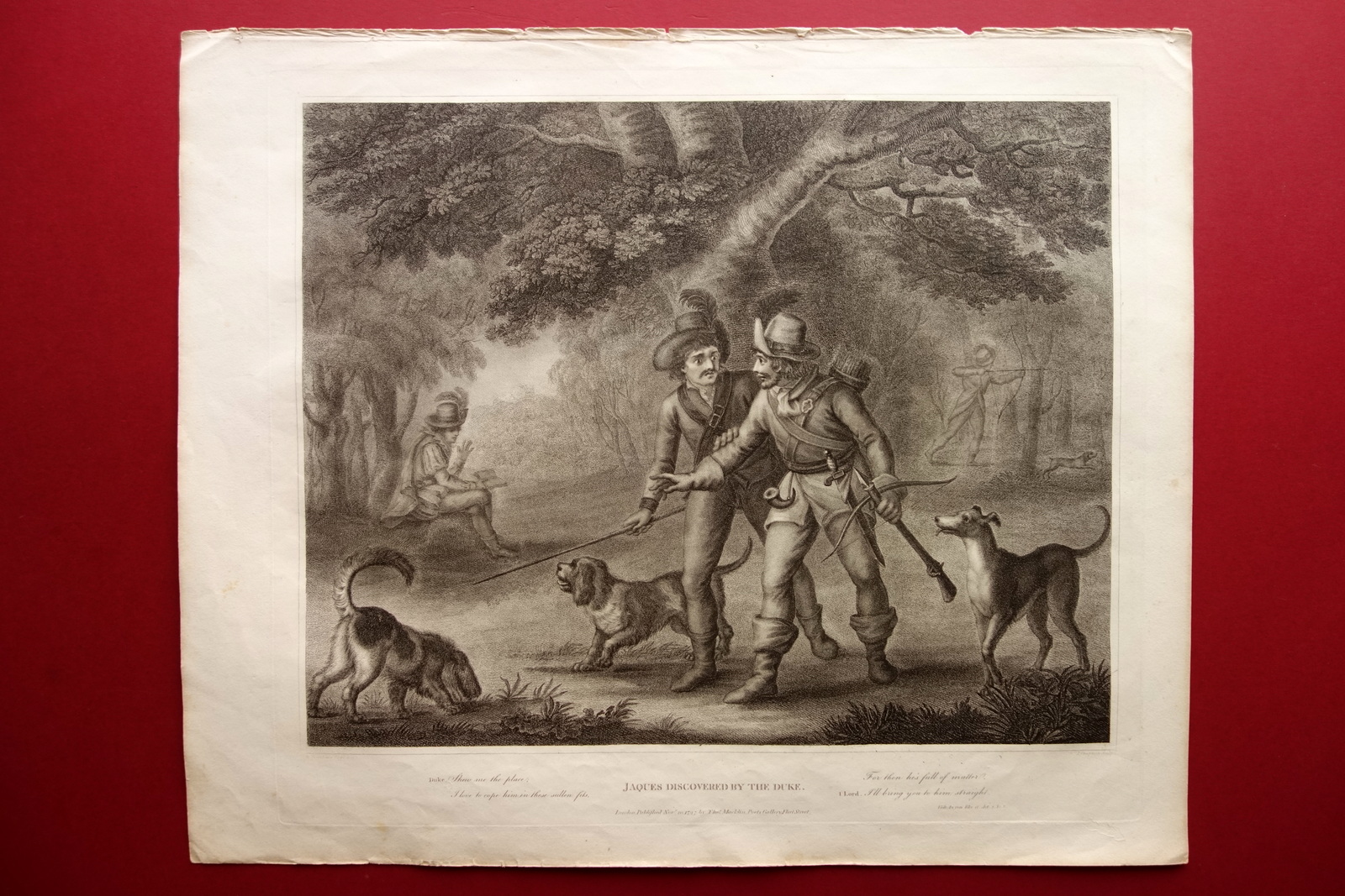 Grande Incisione Shakespeare Jacques Discovered The Duke Bunbury Chapman 1795