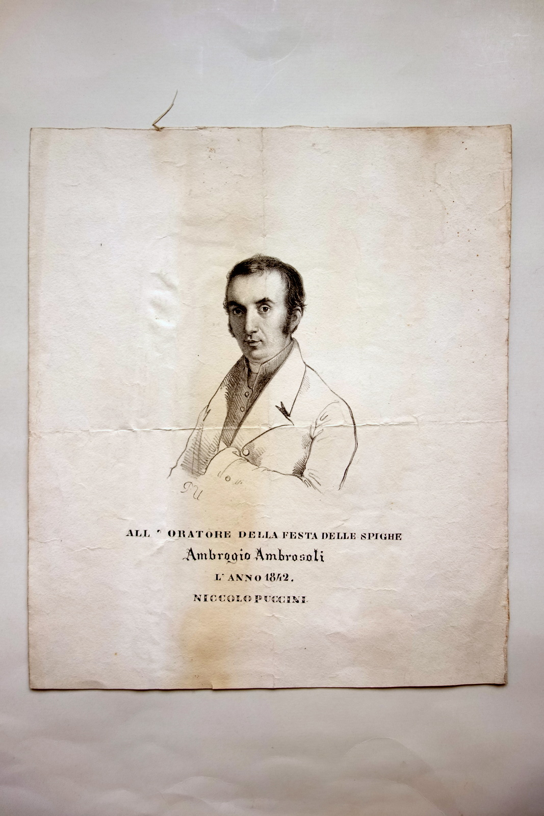 Grande Litografia All'Oratore Festa delle Spighe Ambrogio Ambrosoli Puccini 1842