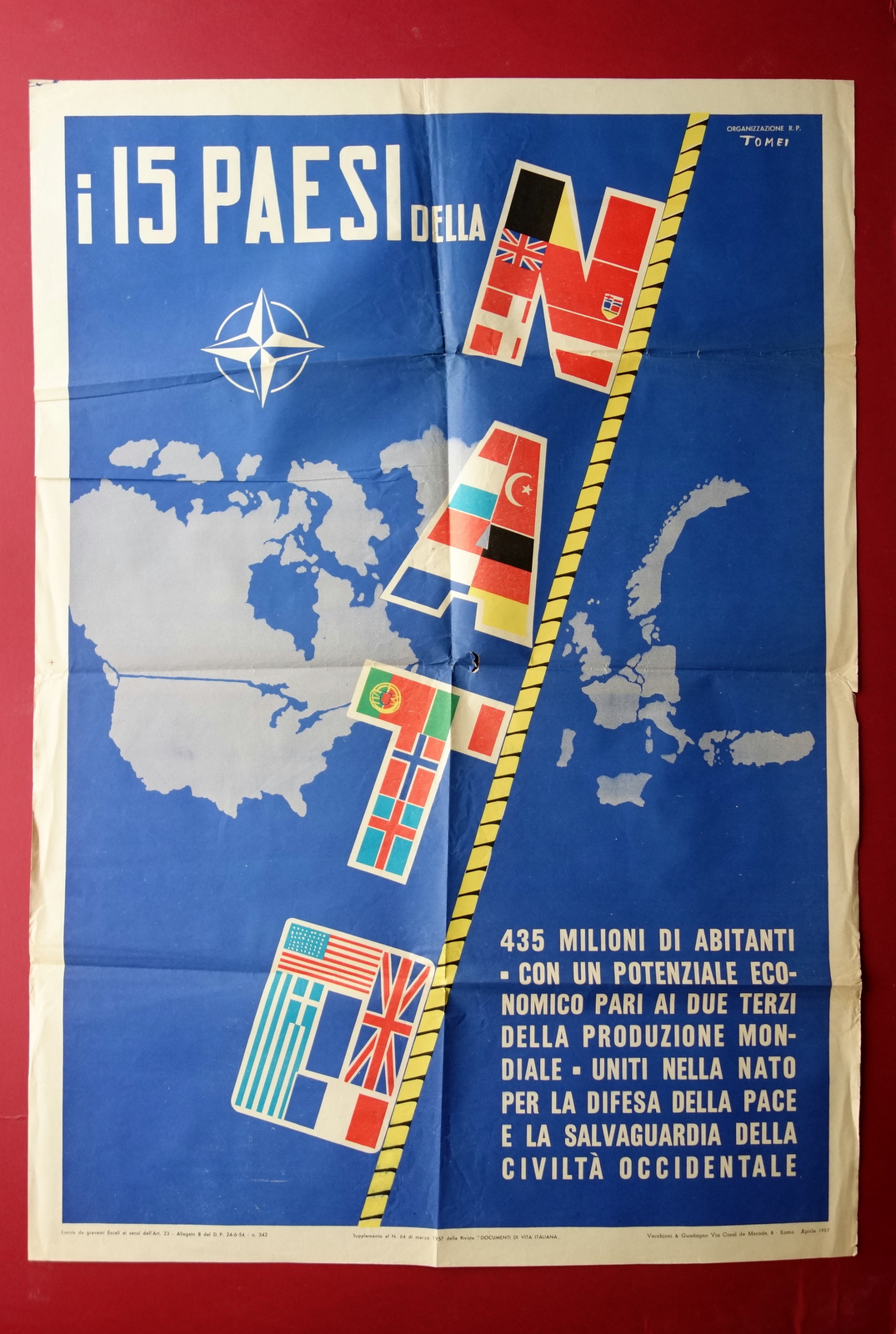 Grande Manifesto i 15 Paesi della NATO Tomei Roma 1957 …