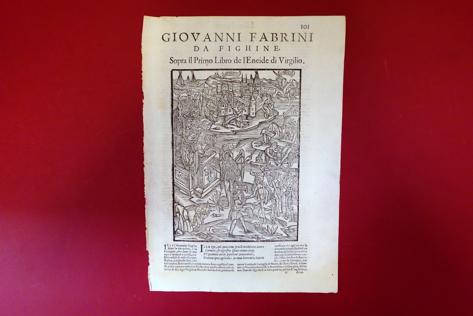 Grande Xilografia Giovanni Fabrini da Fighine Eneide Libro I '500 …