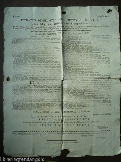 Grida Cisalpina Organizzazione Municipalit‡ Corpi Municipali Modena Soliani