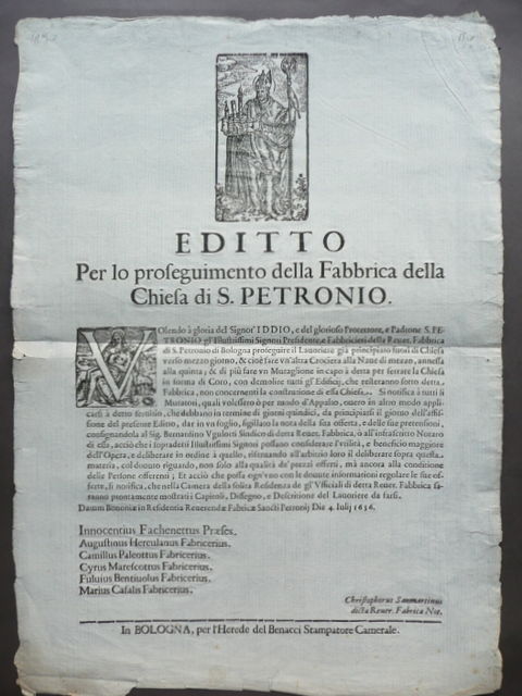 Grida Fabbrica San Petronio Disposizione Lavori Architettura Benacci Bologna1656
