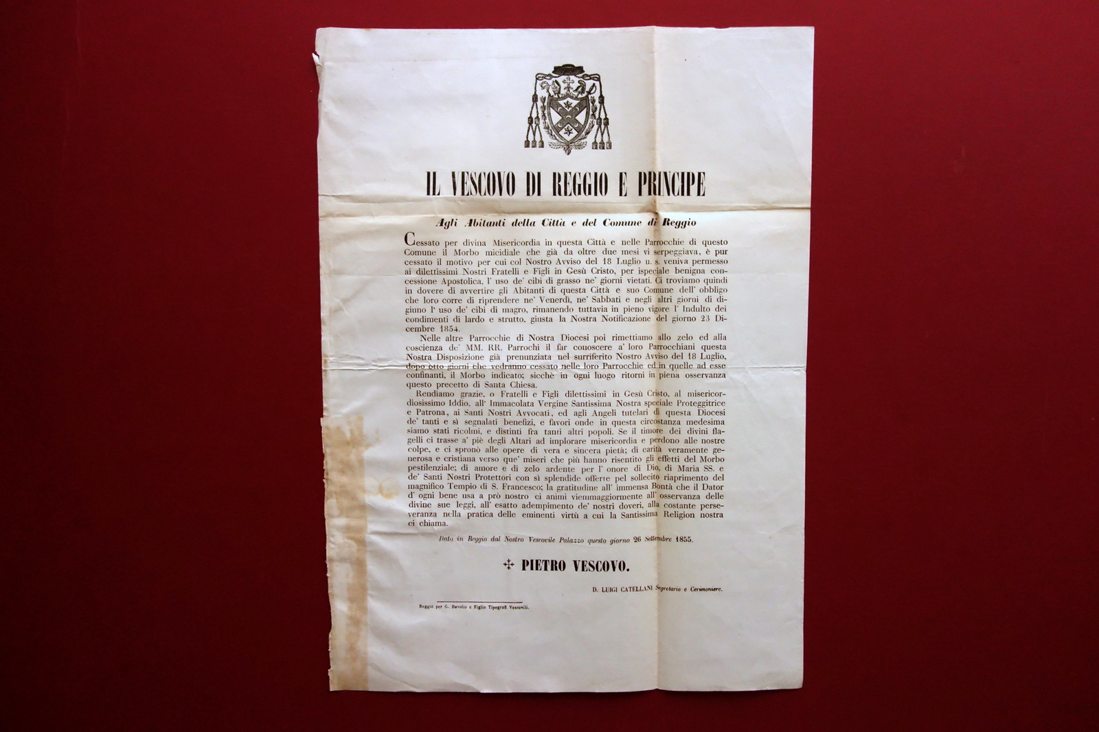 Grida Reggio Emilia Cessazione Deroga Cibi di Grasso Epidemia di …
