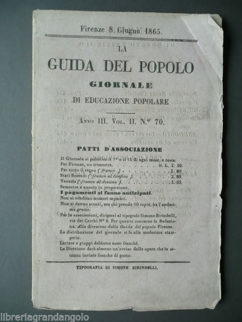 Guida al popolo 1865 Firenze Capitale Polonia Martirio Stanislao Iszora