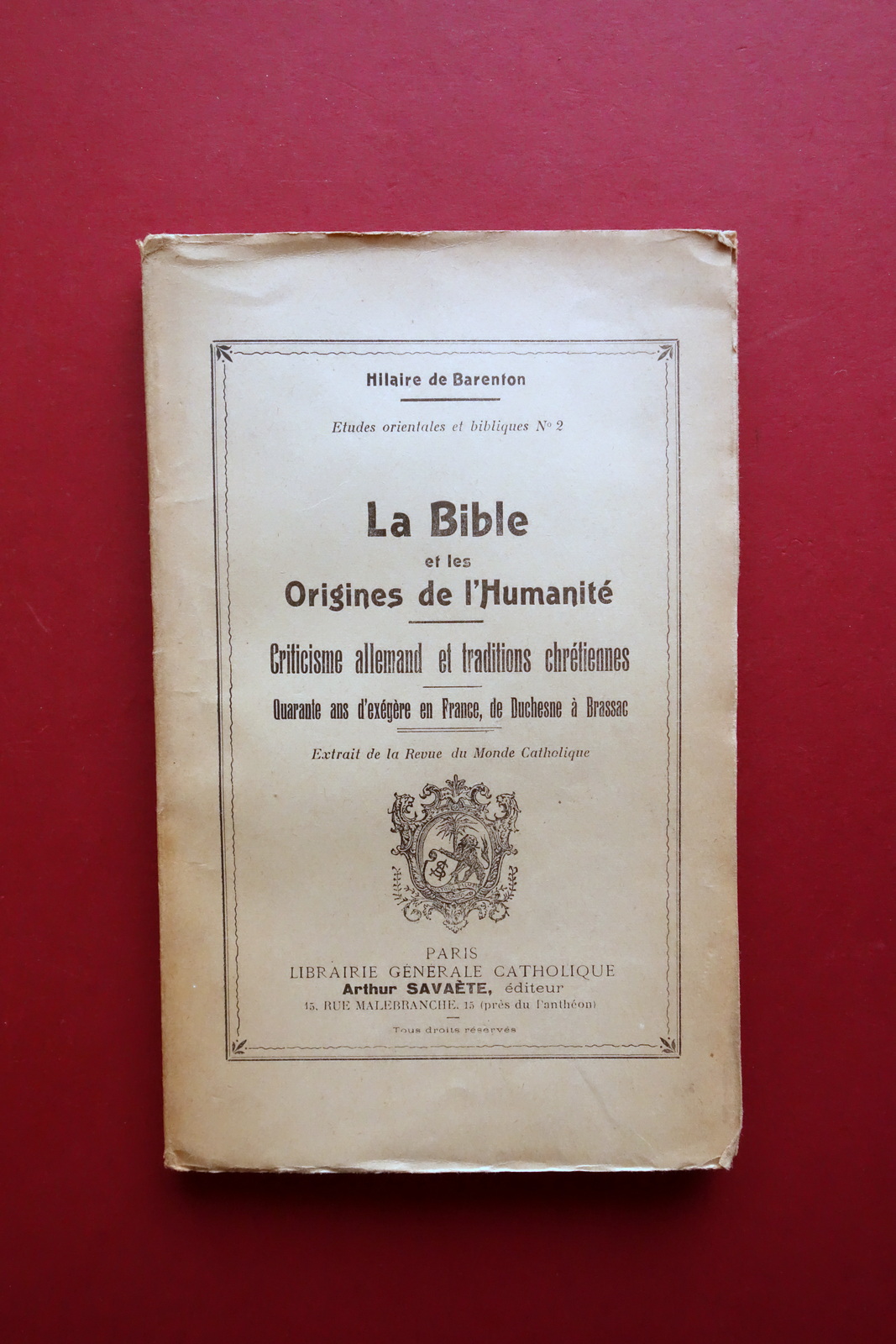 Hilaire de Barenton la Bible et les Origines de l'HumanitË …