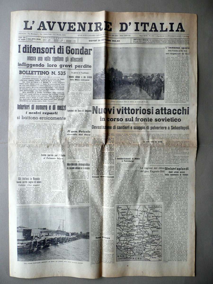 I Difensori di Gondar Rigettano gli Attaccanti Avvenire d'Italia 20/11/1941 …