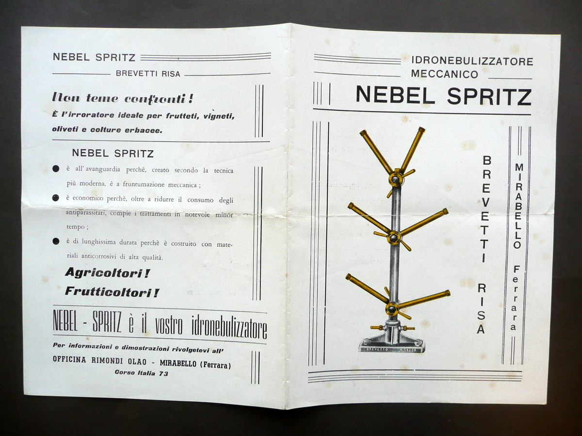 Idronebulizzatore Meccanico Nebel Spritz Rimondi Mirabello Ferrara Pubblicit‡