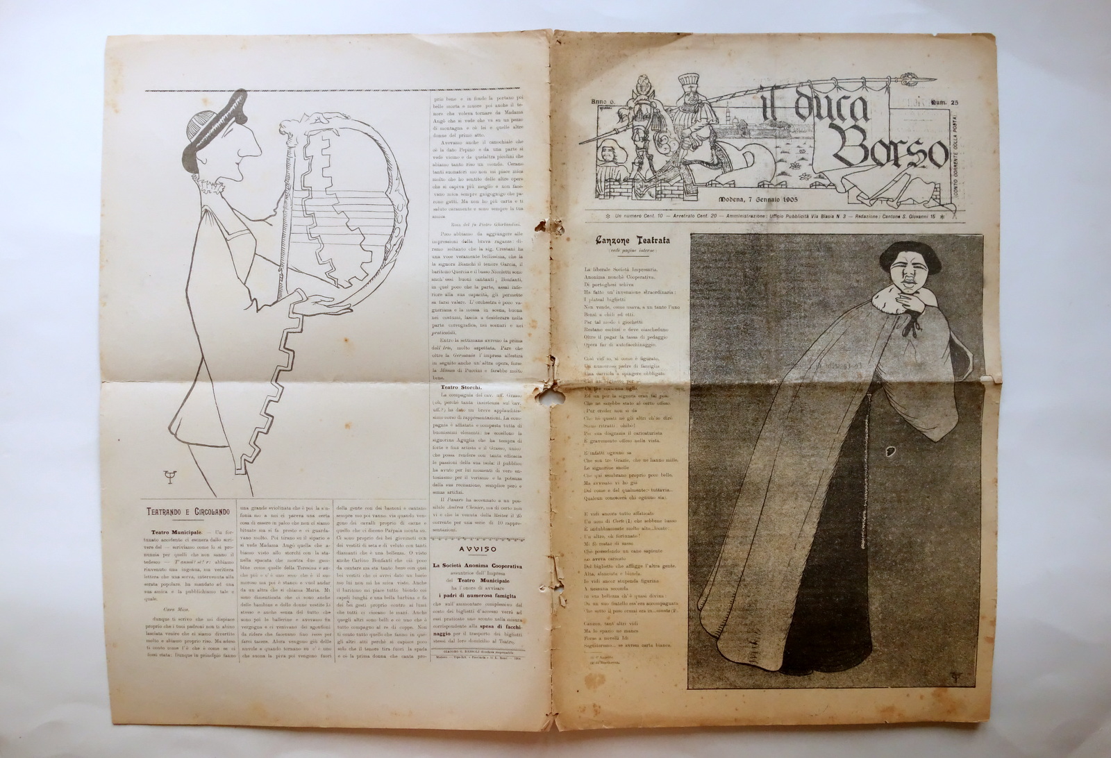 Il Duca Borso Anno 6 Numero 25 Modena 7/1/1905 Tirelli …