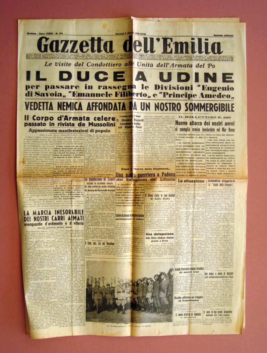 Il Duce a Udine Gazzetta dell'Emilia n 294 8 ottobre …