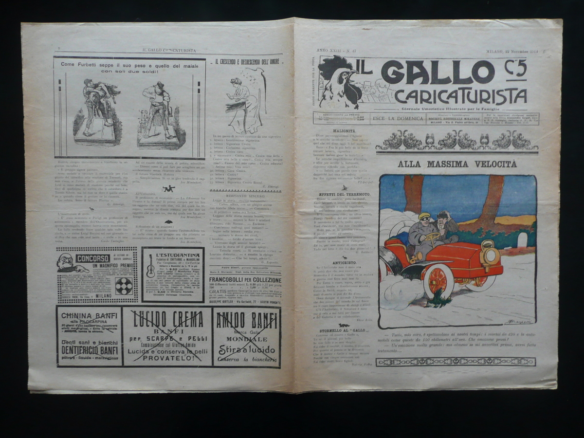 Il Gallo Caricaturista Giornale Umoristico Anno XXIII Num. 47 Milano …