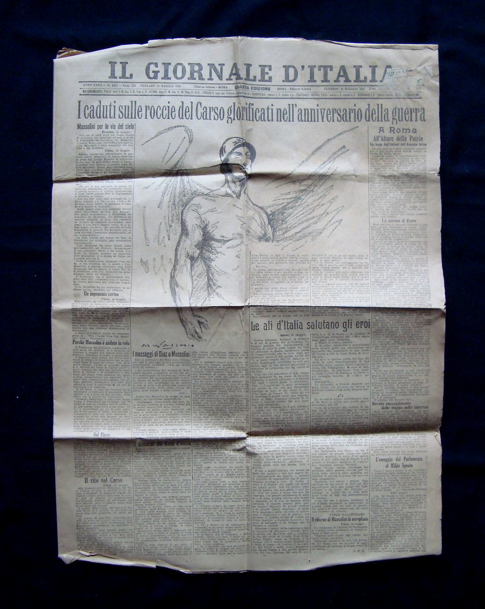 Il Giornale d'Italia 23 maggio 1923 Caduti del Carso Mussolini …