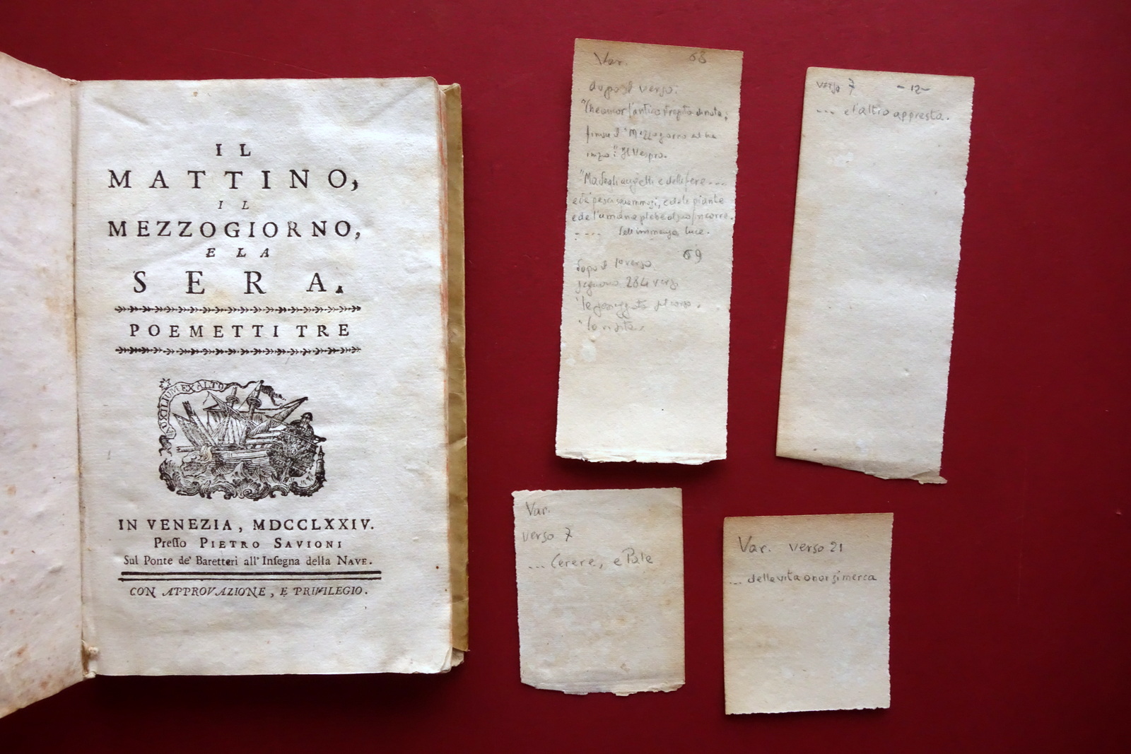 Il Mattino il Mezzogiorno e La Sera Poemetti Tre Savioni …