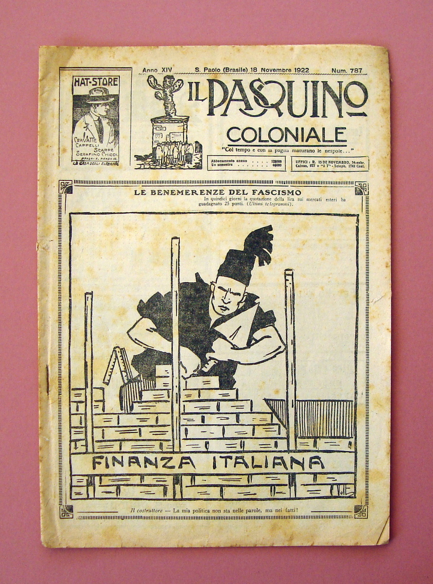 il Pasquino Coloniale Anno XIV n 787 S.Paolo Brasile 18 …