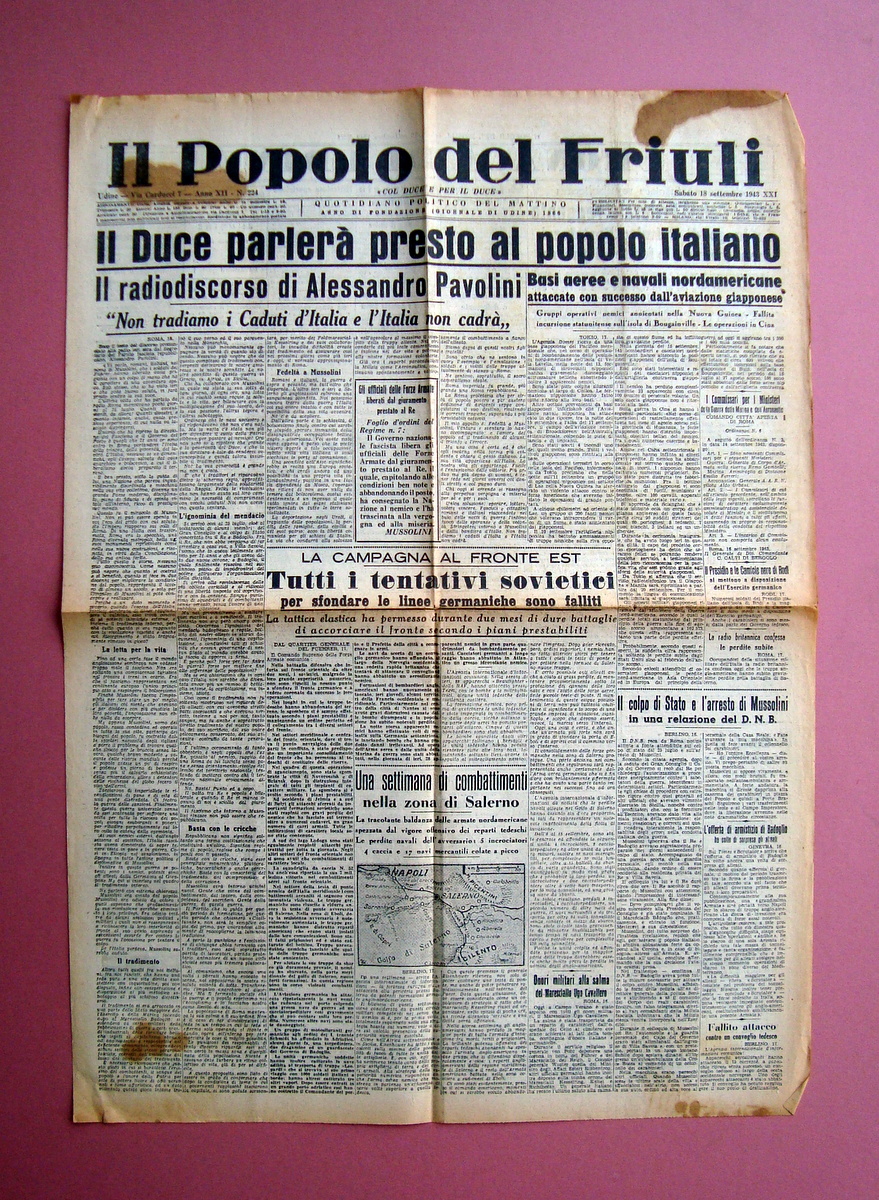 Il Popolo del Friuli 18 settembre 1943 Il Duce parler‡ …