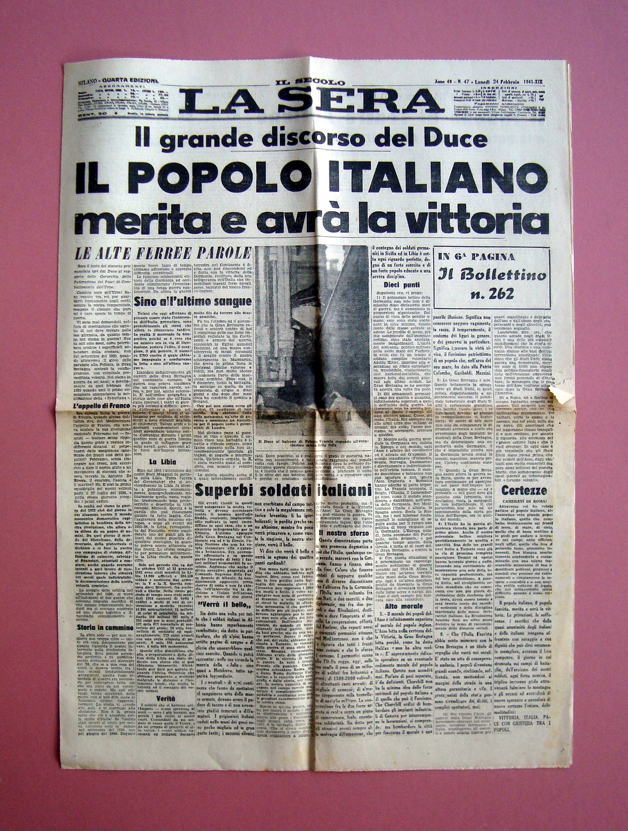 Il popolo Italiano merita e avr‡ la Vittoria La Sera …