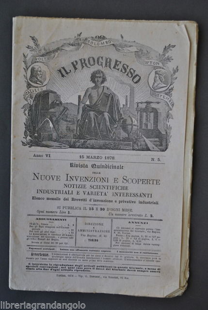 Il Progresso Invenzioni Tachigrafo Pila Gaz Locomotiva Manometro Revolver 1878