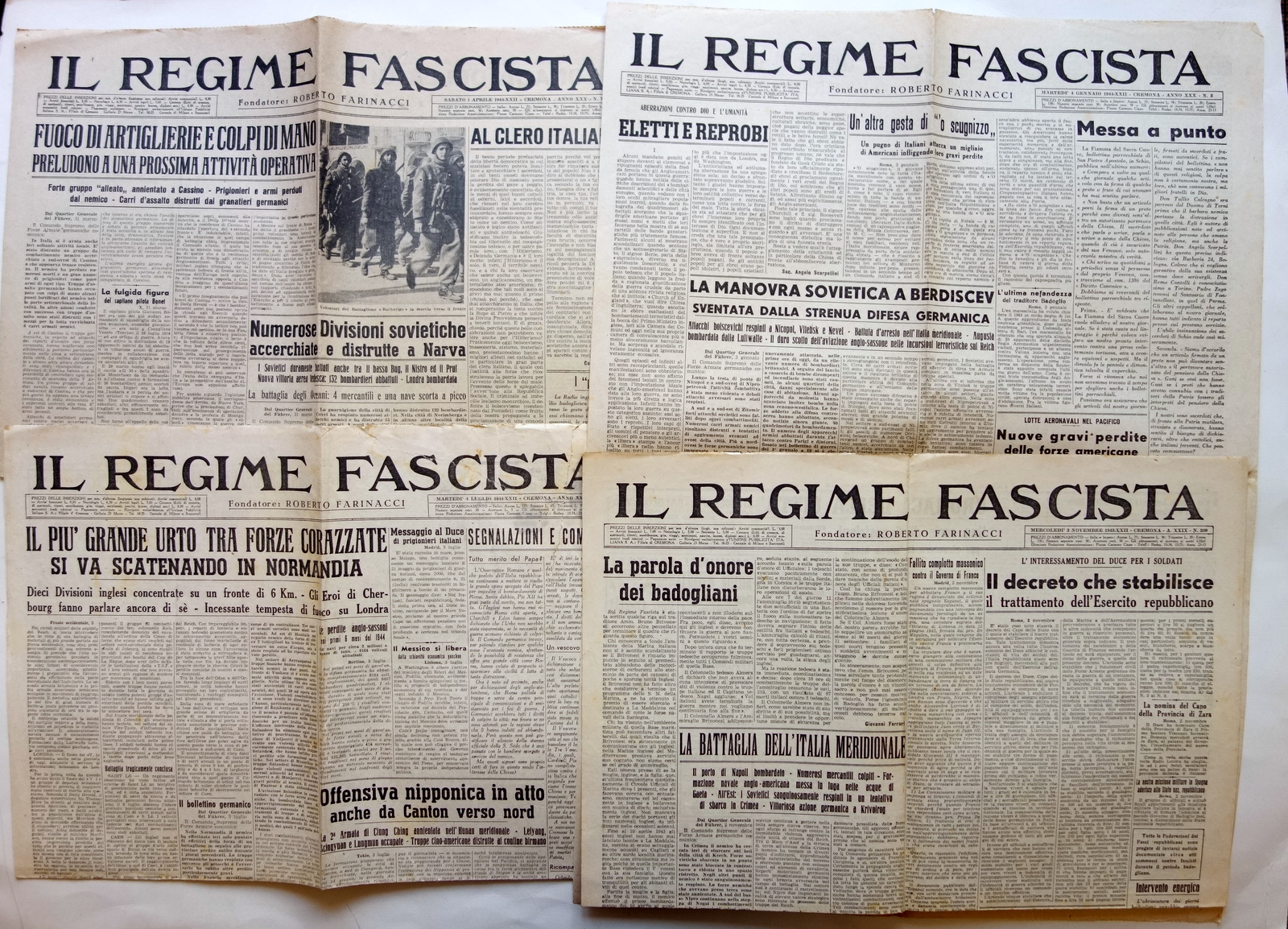 Il Regime Fascista 4 Numeri 1943-1944 WW2 Guerra RSI Completi