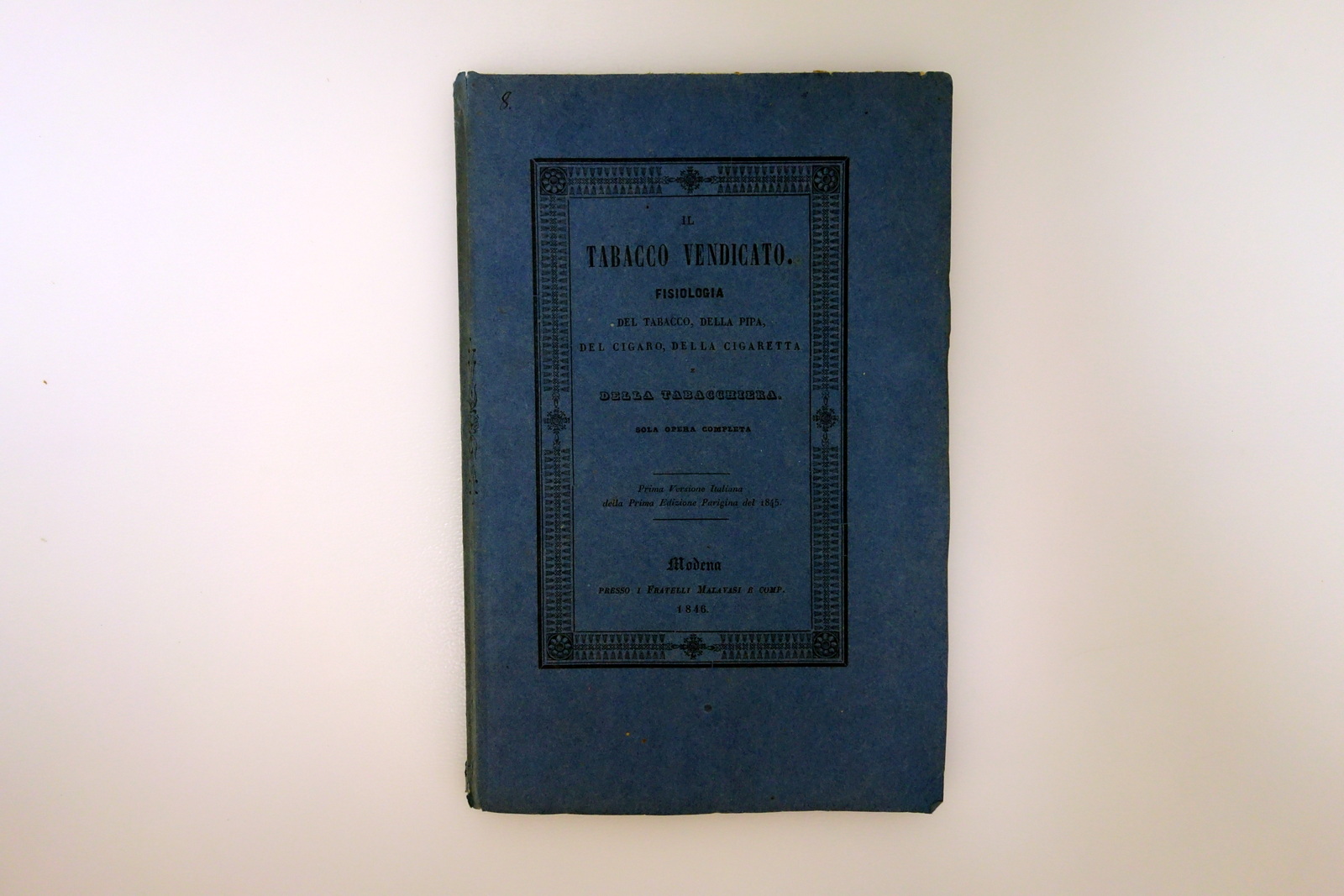 Il Tabacco Vendicato Fisiologia della Pipa Sigaro Sigaretta Modena 1846 …