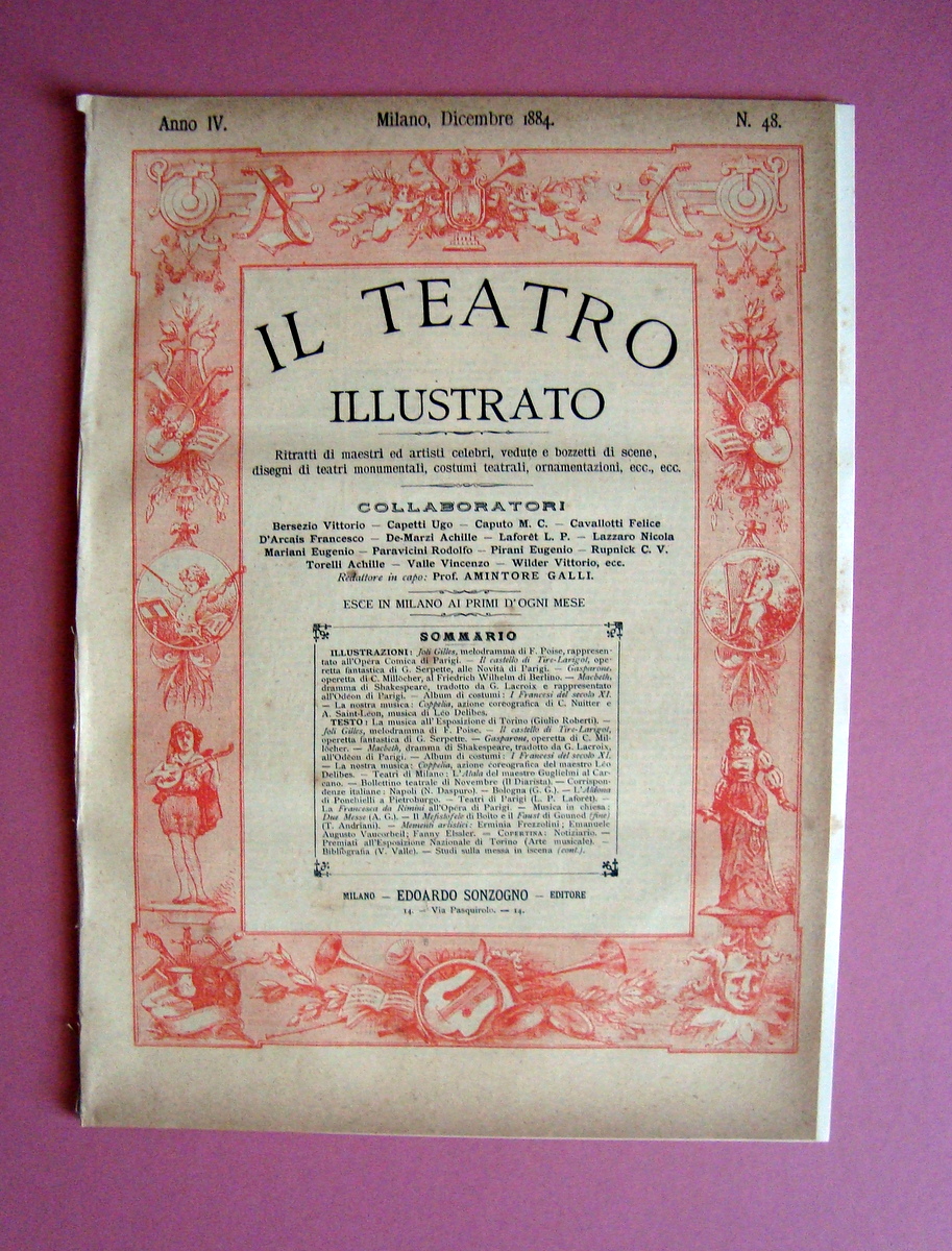 Il Teatro Illustrato Anno IV Dicembre 1884 n 48 Joli …