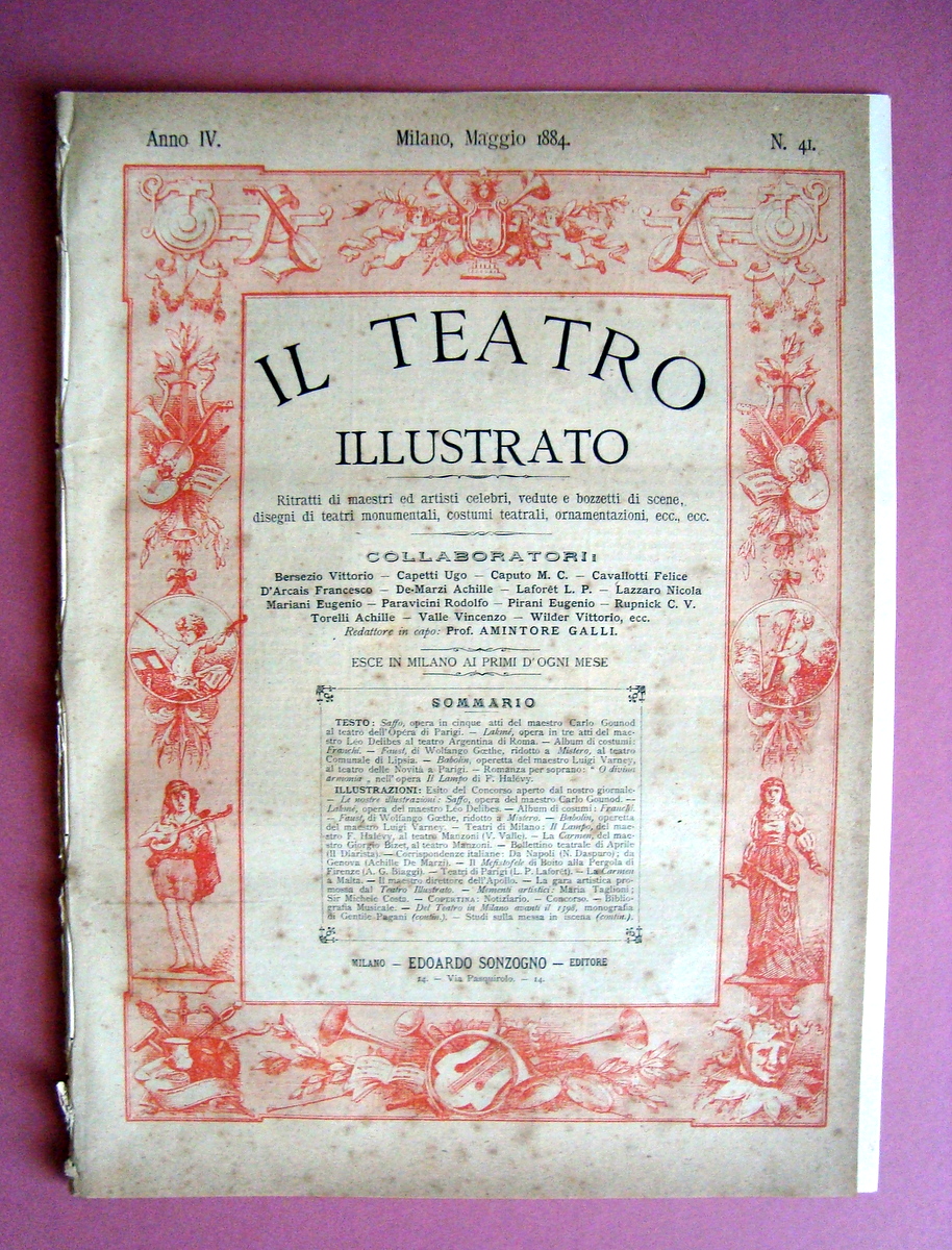 Il Teatro Illustrato Anno IV Maggio 1884 n 41 Saffo …