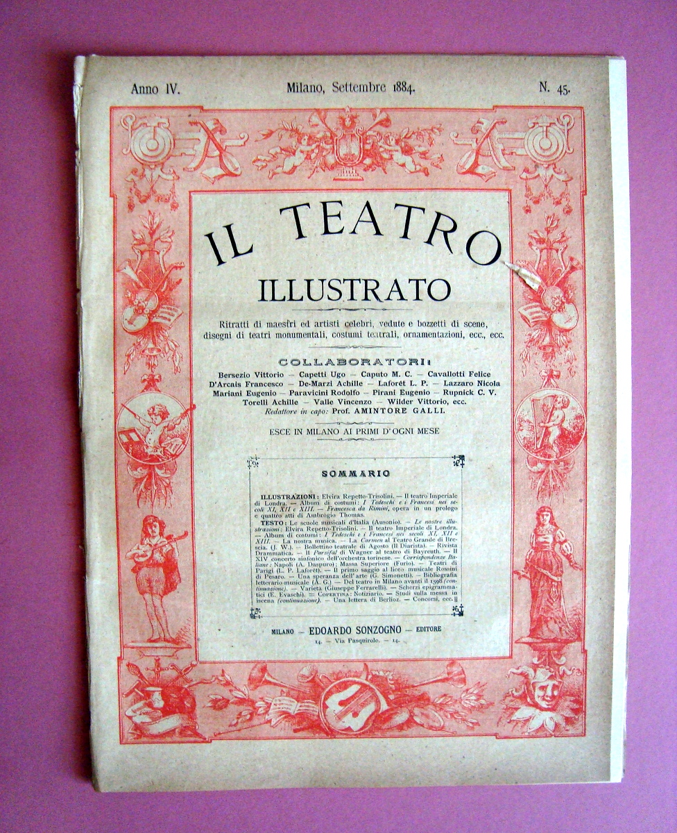 Il Teatro Illustrato Anno IV Settembre 1884 n 45 Francesca …