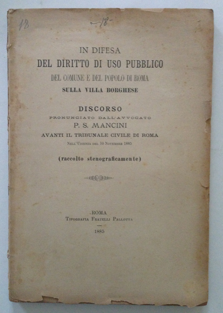 In Difesa del Diritto Pubblico Roma Villa Borghese Discorso Avvocato …