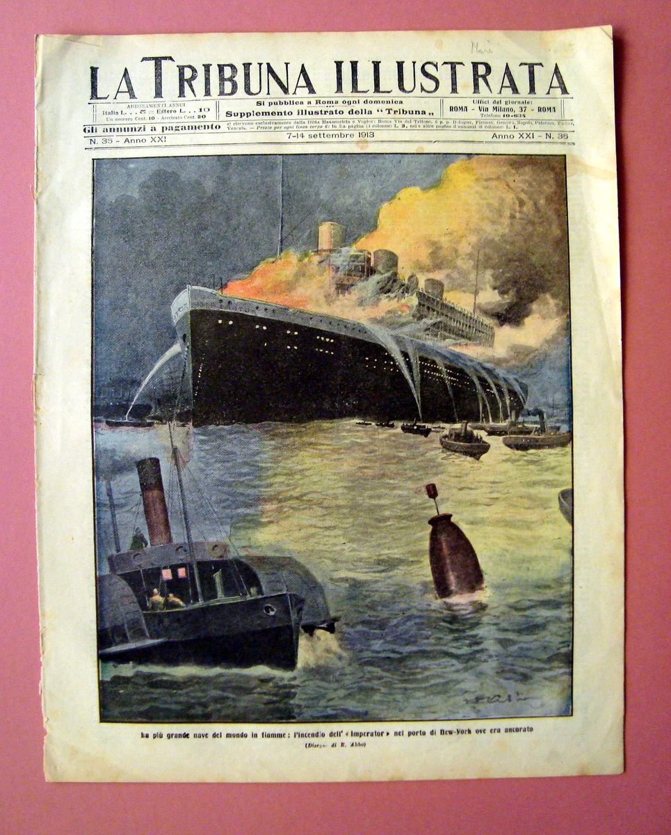 Incendio Imperator in porto New York 1913 La Tribuna Illustrata …