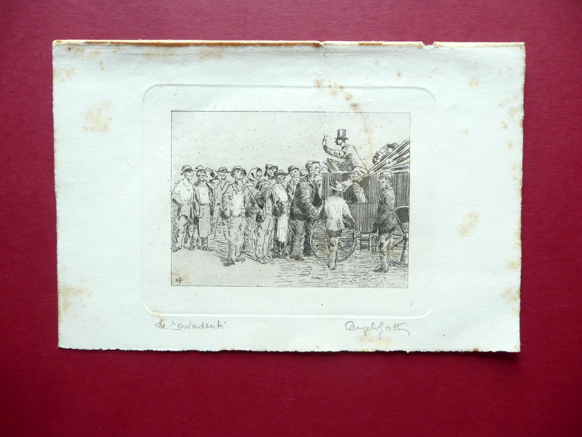 Incisione '800 Cavadenti Angelo Gatti Dentisti Mestieri Ottocento