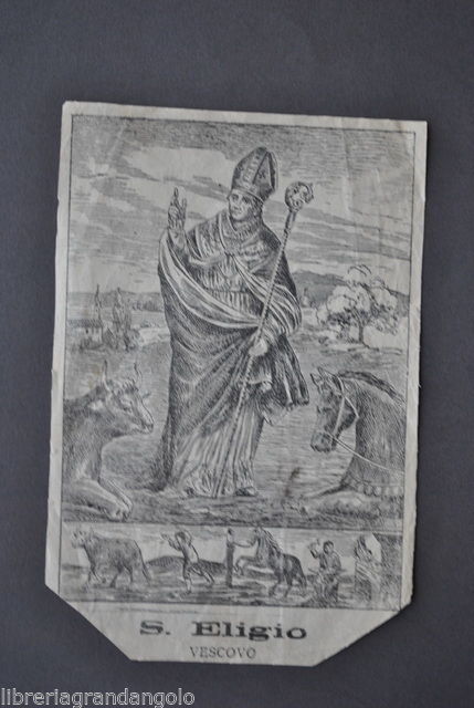 Incisione Agiografia S. Eligio Noyon Maniscalchi Orafi Cavalli Buoi Nocera …
