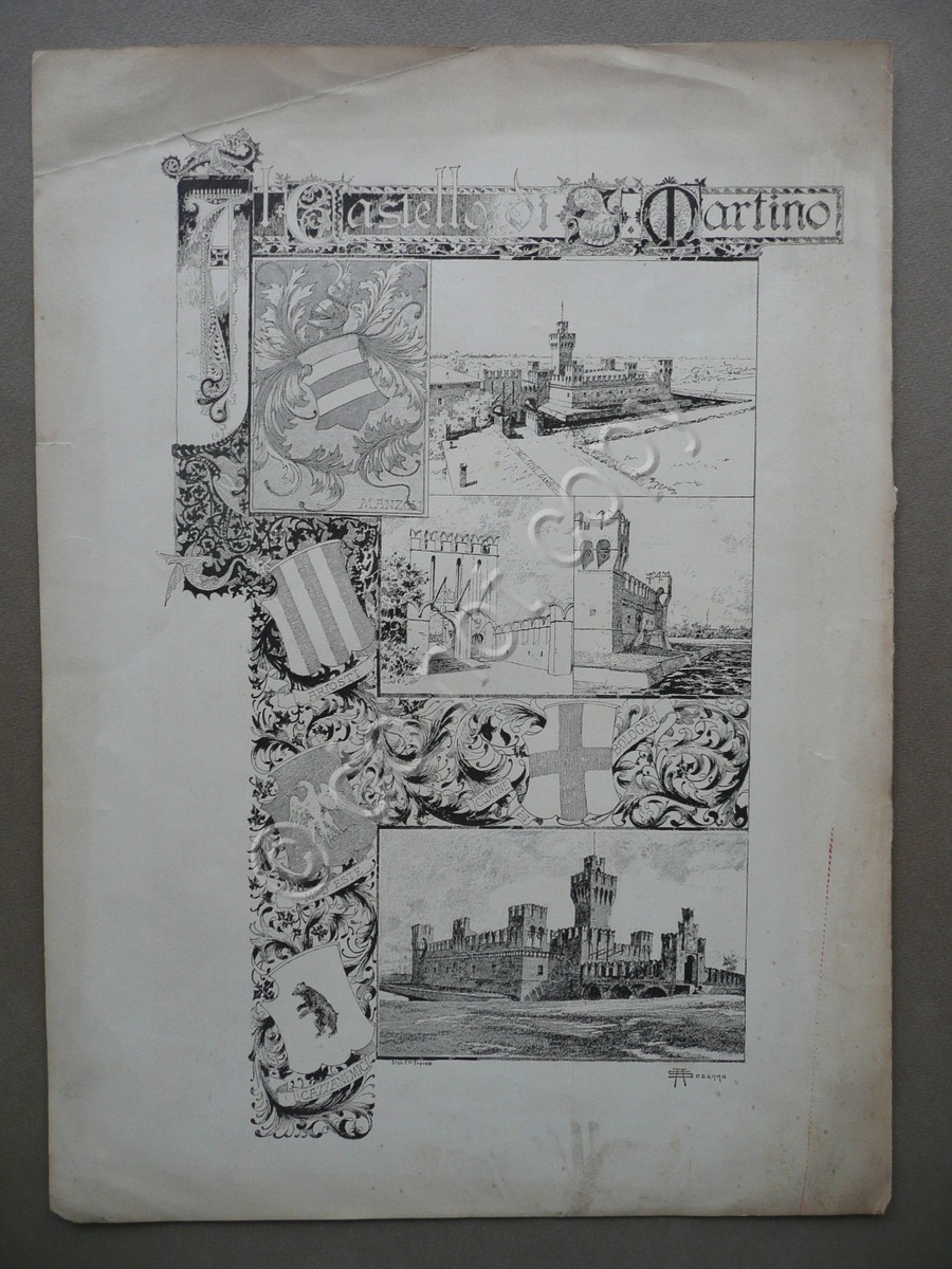Incisione Castello dei Manzoli S.Martino in Soverzano Este Ariosti Cazzanemici
