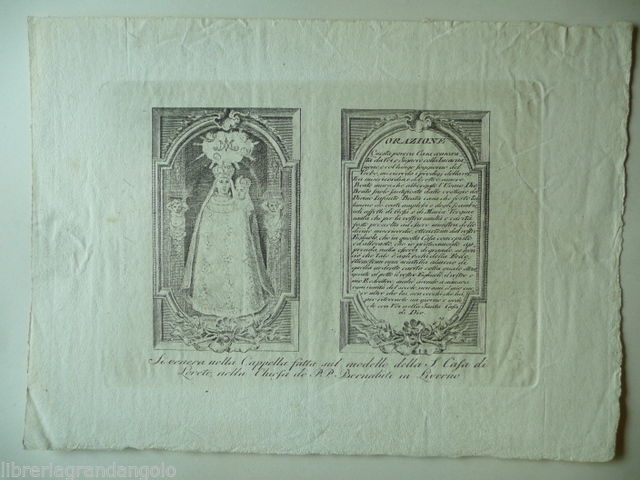 Incisione Chiesa P.P. Bernabiti Livorno S. Casa Loreto 1800