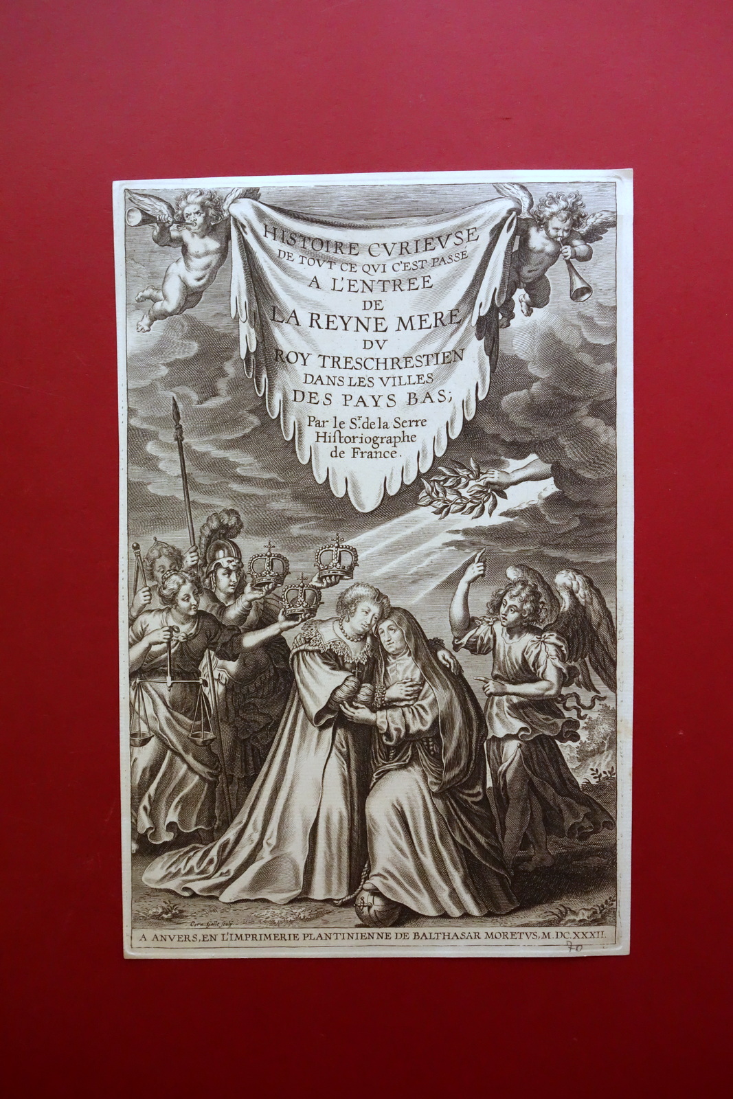 Incisione Galle Frontespizio Histoire Entree de la Reyne Mere Pays …