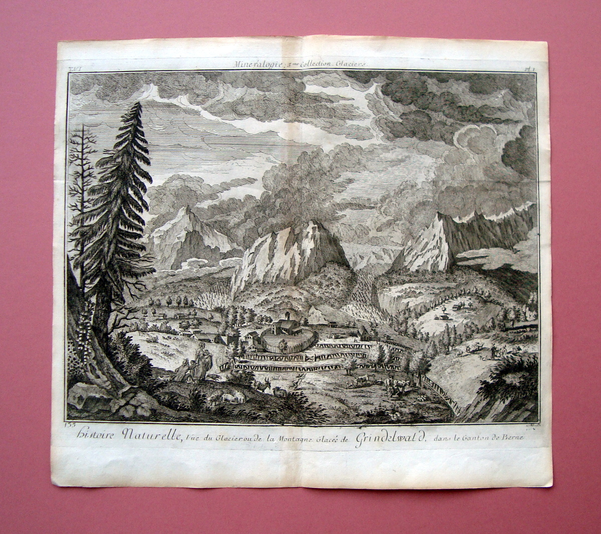 Incisione Histoire Naturelle Volcans Vesuve Eruption Diderot 1754