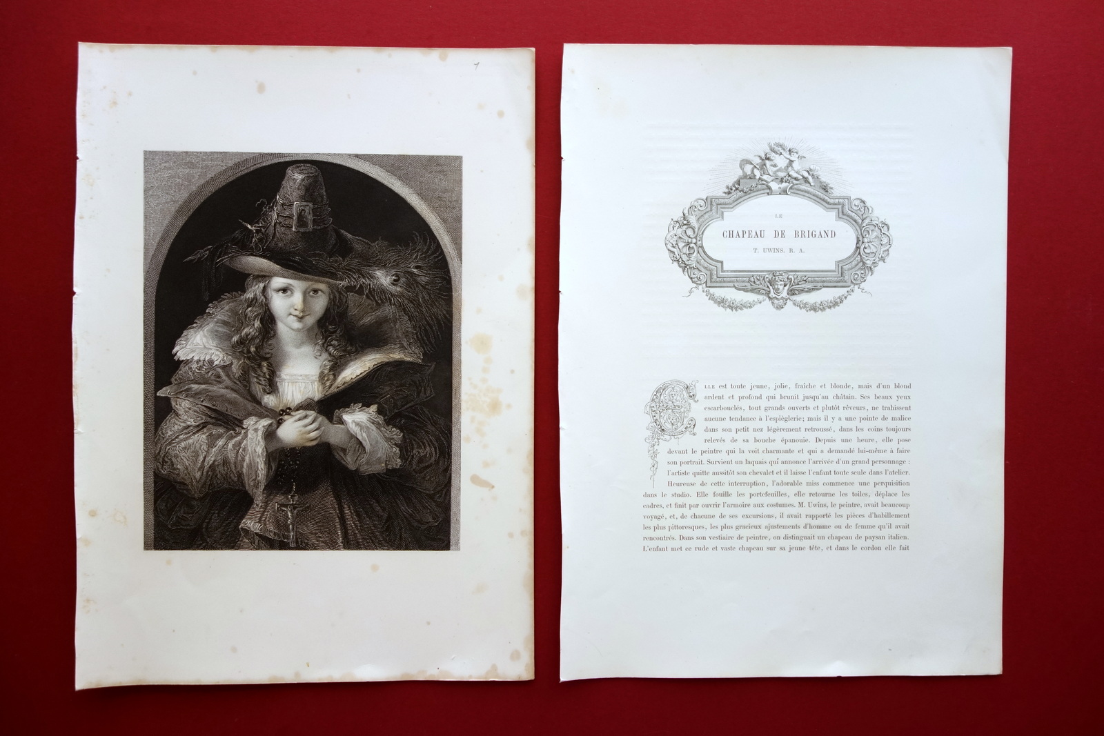 Incisione in Acciaio Le Chapeau de Brigand Thomas Unwins Met‡ …